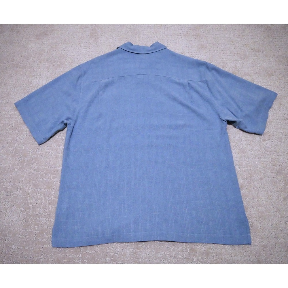 Jamaica Jaxx Mens Med Light Blue 100% Silk Short Sleeve Camp Button Down Shirt - Picture 6 of 6